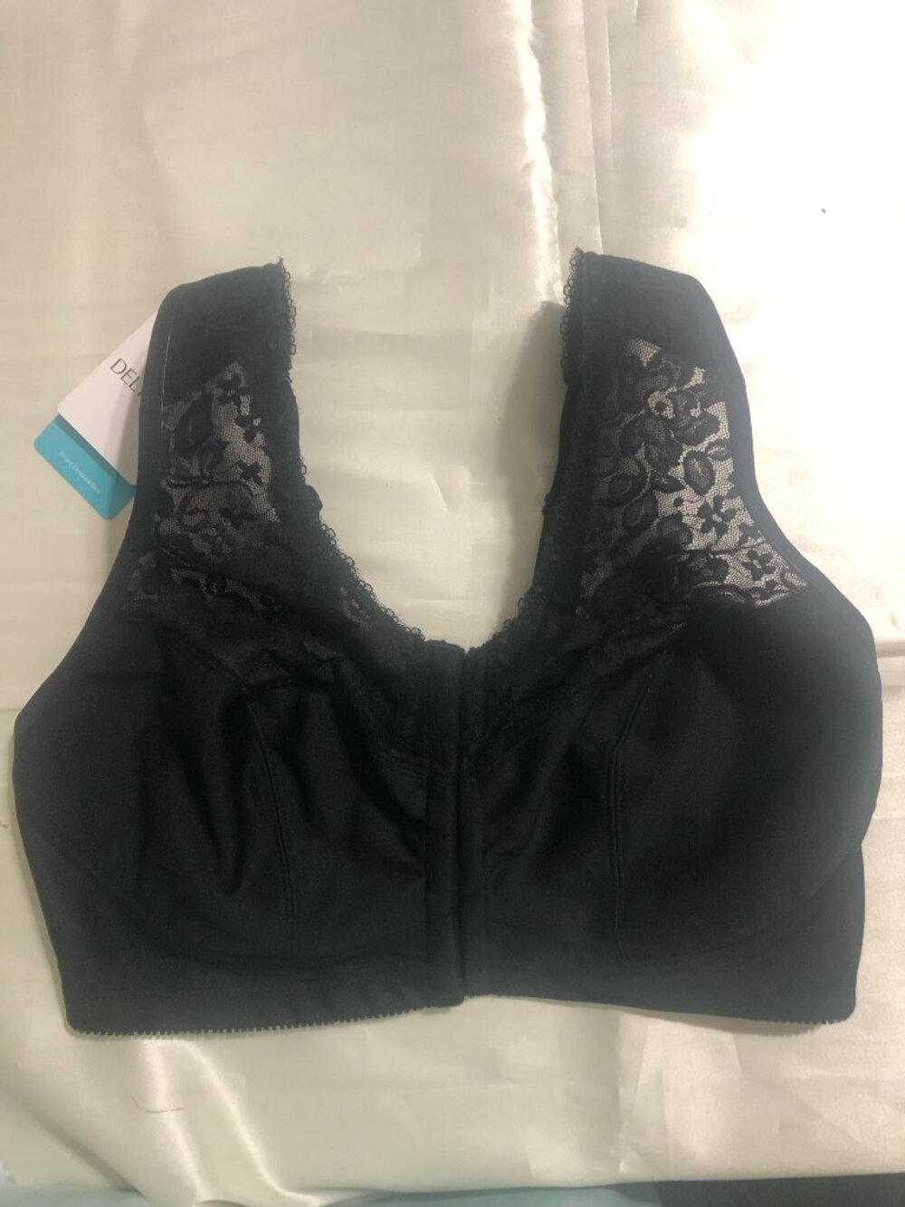 Delimira Front Closure Full Coverage Black Lace Bra 38DD